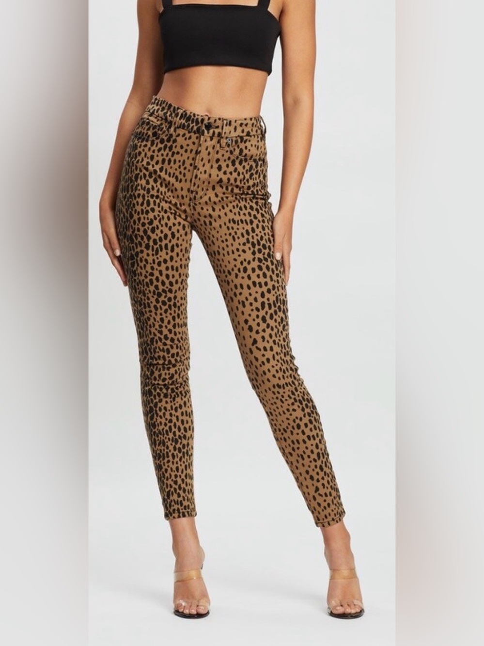 Good American Goid Waist  Animal Print Skinny Pants - Brown/Black